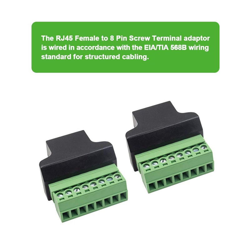 Poyiccot RJ45 Breakout, RJ45 Screw Terminal Adaptor Connector, 2-Pack 8p8c Female Jack to 8 Pin Screw Terminal Connector for Cat7 Cat6 Cat5 Cat5e Ethernet Extender CCTV Digital DVR Network Adapter - Image 3